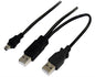 Astrotek USB 2.0 Y Splitter Cable - Type A Male to Mini B 5 pins 1m + USB Type A image 0