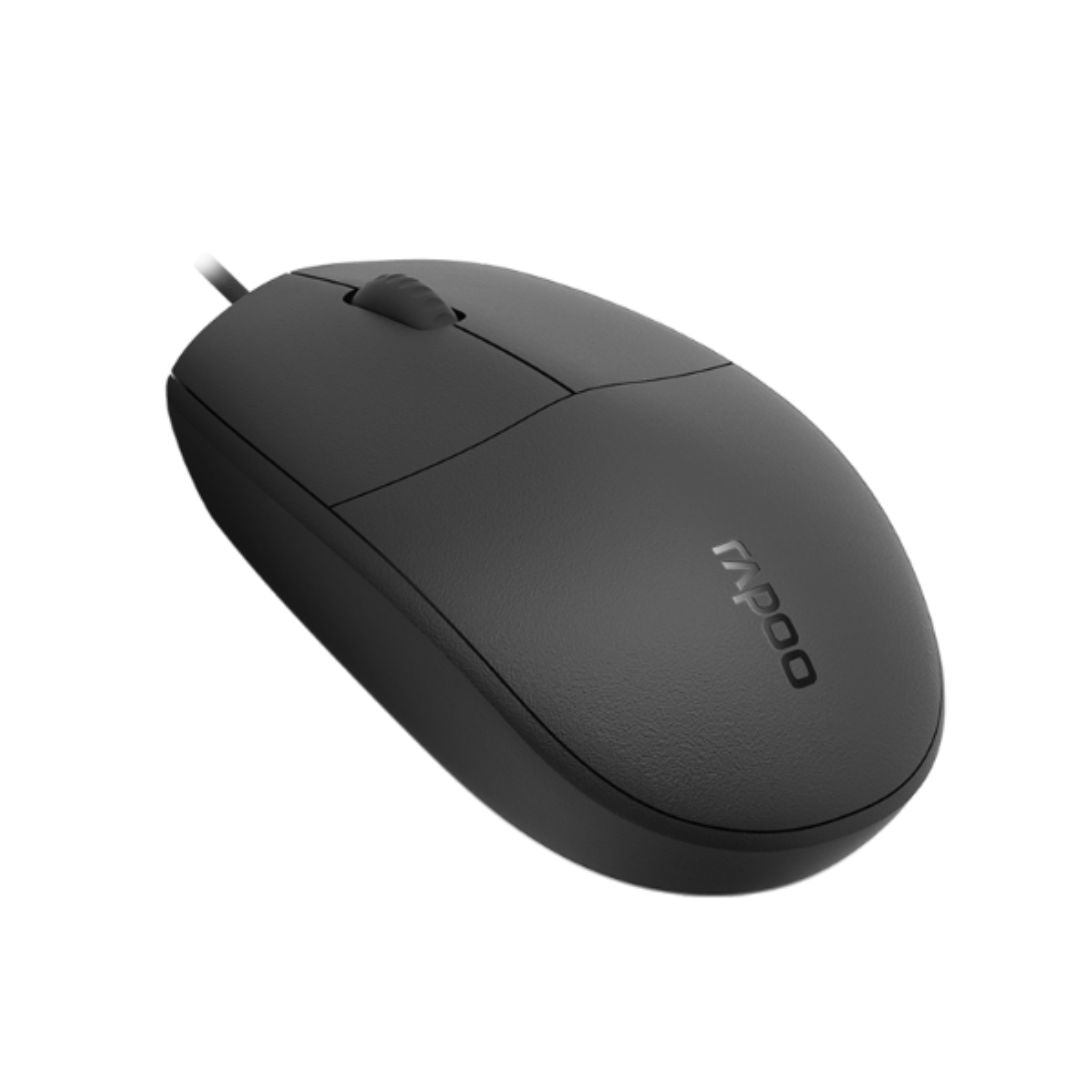 RAPOO N100 Wired USB Optical 1000DPI Mouse Black - No Driver Required/ Designed image 2