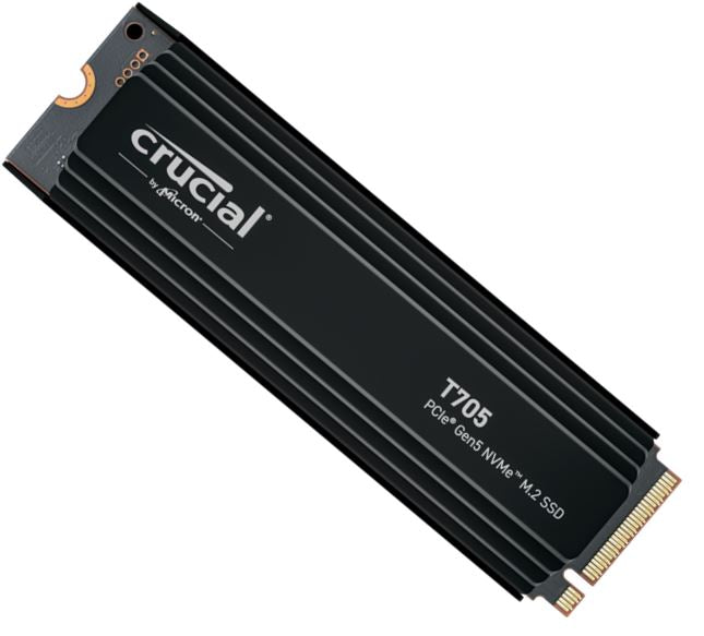 Crucial T705 4TB Gen5 NVMe SSD Heatsink - 14100/12600 MB/s R/W 2400TBW 1500K IOP image 0