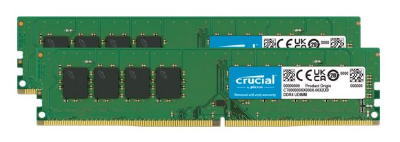 Crucial 64GB (2x32GB) DDR4 UDIMM 3200MHz CL22 1.2V Dual Ranked Desktop PC Memory image 0