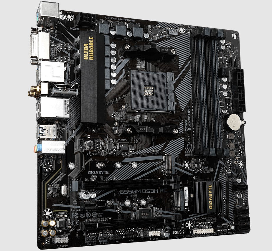 Gigabyte B550M DS3H AC AM4 Ryzen mATX Motherboard, 4x DDR4, 3x PCI-e, 2x M.2, 4x image 1