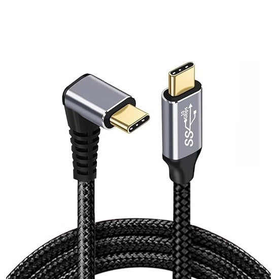 Pisen Braided USB-C to USB-C Right Angle Cable (1M) - Black,  100W Power, Suppor image 0