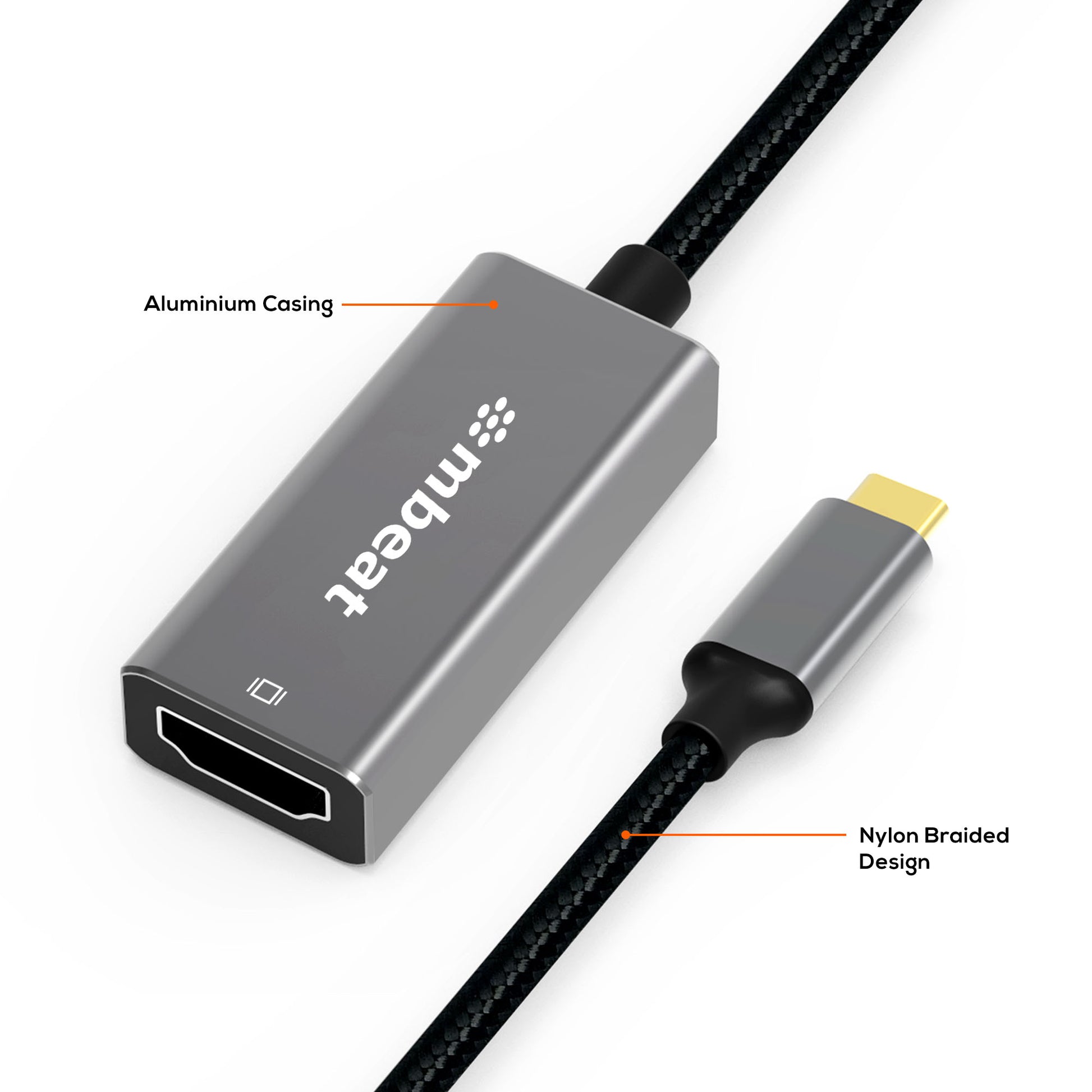 mbeat Tough Link 1.8m 4K USB-C to Display Port Cable - Converts USB-C to Display image 1