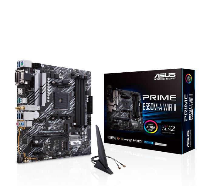 ASUS AMD B550M PRIME B550M-A WIFI II (Ryzen AM4) MicroATX Motherboard, Dual M.2, image 0