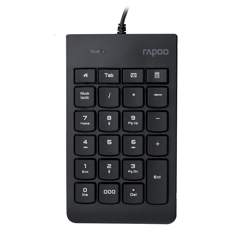 RAPOO K10 Wired Numeric NumberPad Keyboard -  Spill Resistant Design, Laser Carv image 0
