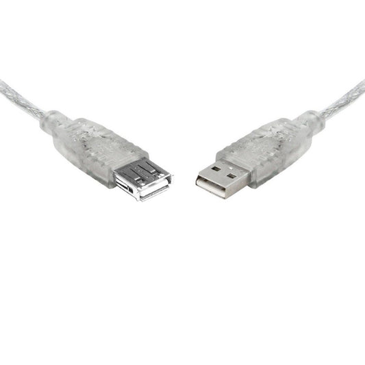 8Ware USB 2.0 Extension Cable 2m A to A Male to Female Transparent Metal Sheath image 0