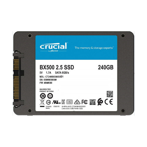 Crucial BX500 240GB 2.5' SATA3 6Gb/s SSD - 3D NAND 540/500MB/s 7mm 1.5 mil MTBF image 1