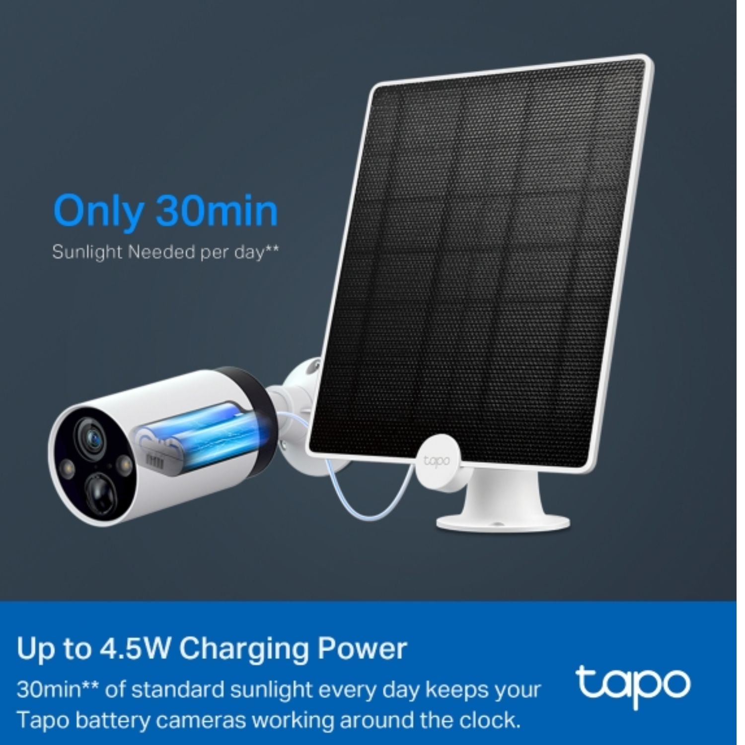 TP-Link Tapo A200 Tapo Solar Panel, Up to 4.5W Charging Power, 4M Charging Cable image 2