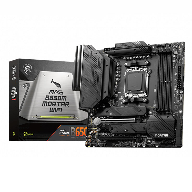 MSI MAG B650M MORTAR WIFI AMD AM5 mATX Motherboard, 4x DDR5 ~128GB, 1x PCI-E x16 image 0