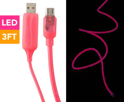 Astrotek 1m LED Light Up Visible Flowing Micro USB Charger Data Cable Pink Charg image 2