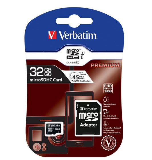 Verbatim 32GB MicroSD SDHC SDXC Class10 UHS-I Memory Card 45MB/s Read 10MB/s Wri image 0