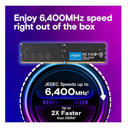 Crucial 32GB (2x16GB) DDR5 CUDIMM 6400MHZ CL52 Desktop PC Memory for Intel Core image 1