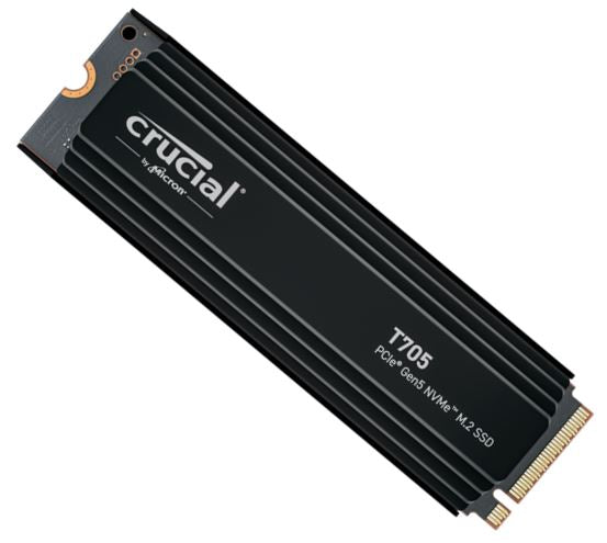 Crucial T705 1TB Gen5 NVMe SSD Heatsink - 13600/10200 MB/s R/W 600TBW 1400K IOPs image 0