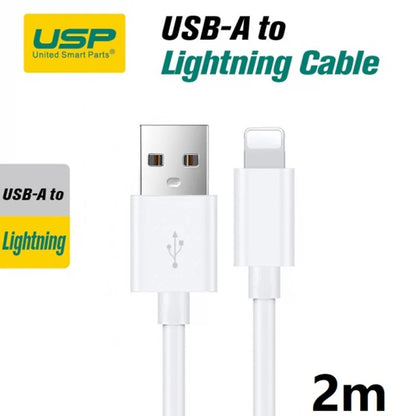 USP Lightning to USB-A Cable (2M) White - Quick Charge & Connect, 2.4A Rapid Cha image 1