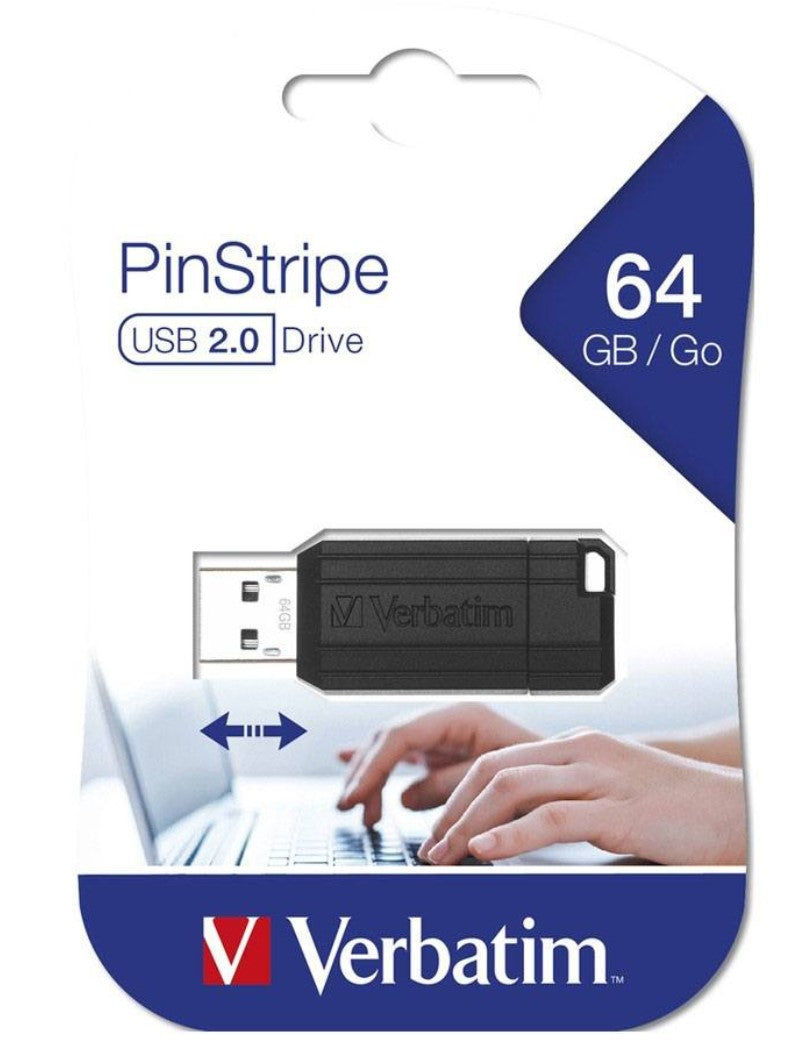 Verbatim Store'n'Go Pinstripe USB Drive 64GB (Black) 2 Years Limited Warranty image 0