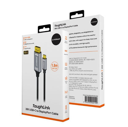 mbeat Tough Link 1.8m 16K USB-C to DP Cable - Space Grey 40Gbps USB-C (male) to image 0