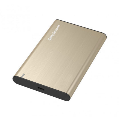 Simplecom SE221 Aluminium 2.5'' SATA HDD/SSD to USB 3.1 Enclosure Gold image 0