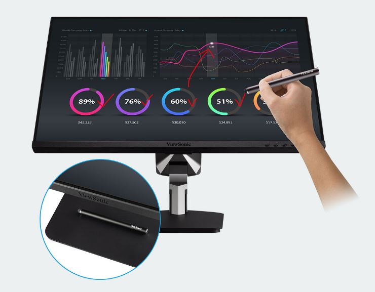 ViewSonic 24' TD2455 In-Cell 10 Point Touch Monitor with USB Type-C Input and Ad image 3