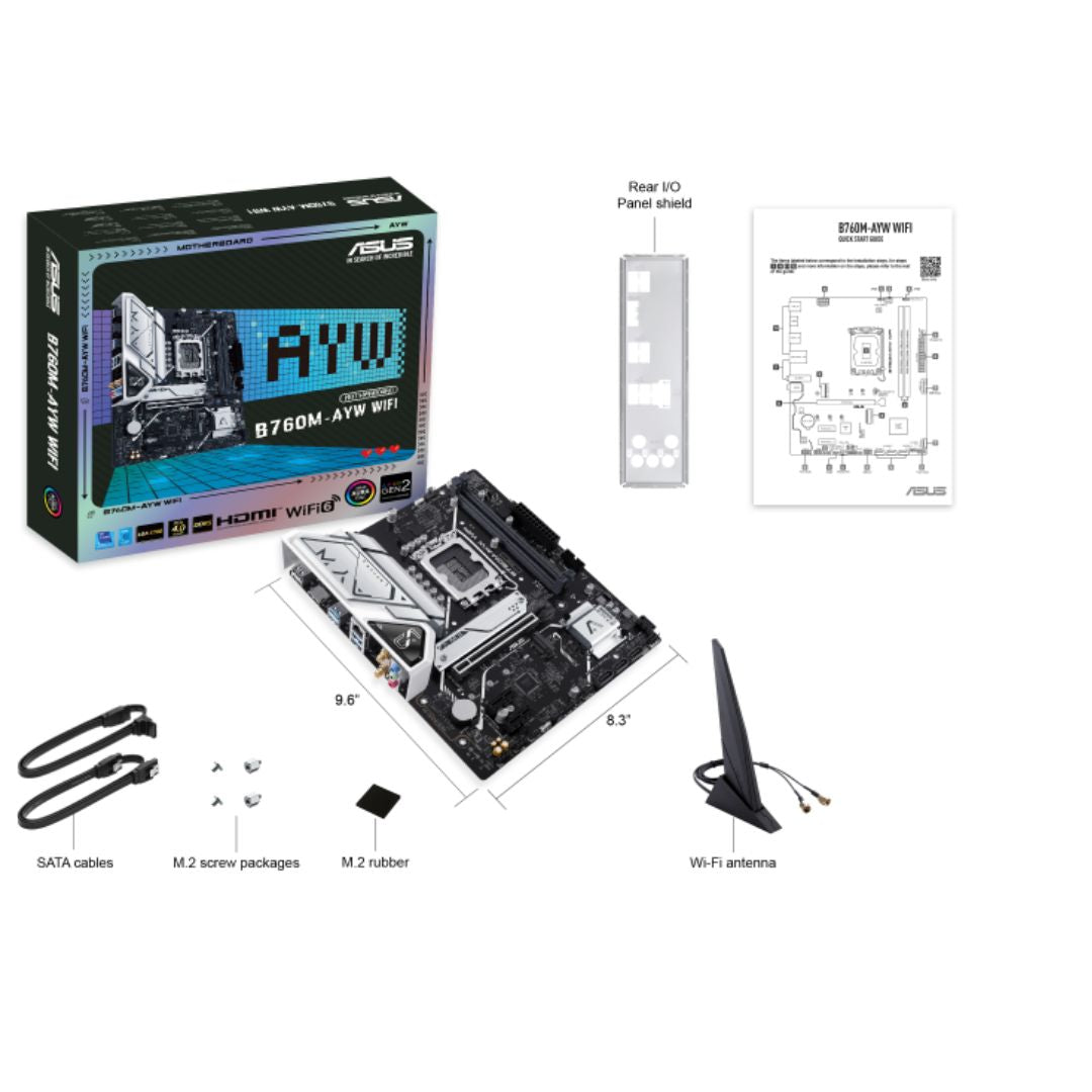 ASUS B760M-AYW WIFI Intel LGA 1700 mATX Motherboard 96GB, 2xDDR5 , 1 x PCIe 4.0 image 3