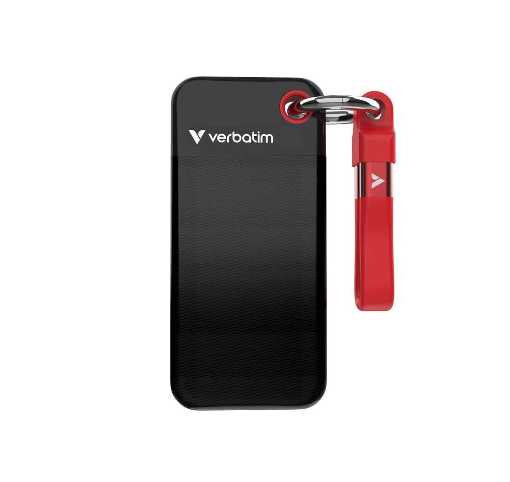 Verbatim 1TB Pocket SSD USB 3.2 Gen 2 1TB Black Red Convenient Keyring cable hol image 1