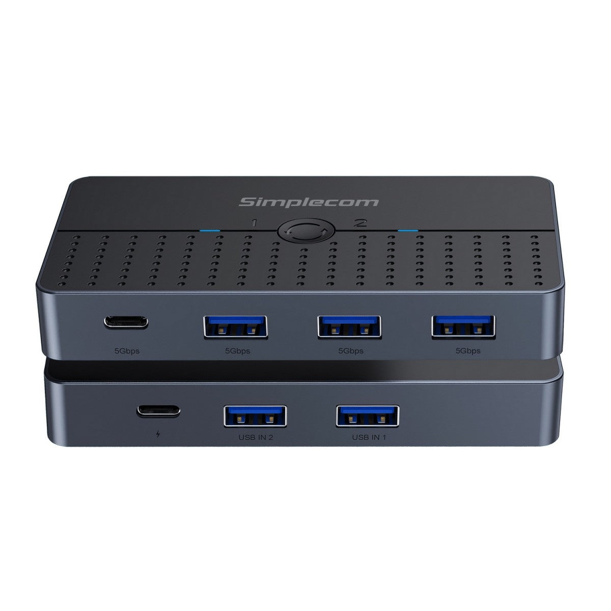 Simplecom KM320 2-Way SuperSpeed USB Switch 4-Port Hub with USB-C USB 3.0 5Gbps image 1