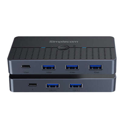 Simplecom KM320 2-Way SuperSpeed USB Switch 4-Port Hub with USB-C USB 3.0 5Gbps image 1