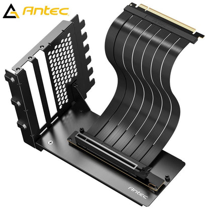 Antec AT-RCVB-BK200-PCIE5 RTX50 PCI-E 5.0 Riser Cable Vertical Bracket Kit - Black, 200mm, 64GB/s, 32GT/s, supports RTX 5090/RX 9070 XT, 1Y warranty
