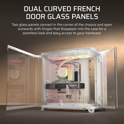 Corsair AIR 5400 RS-R ARGB Mid-Tower ATX Case - White, Triple-Chamber, 360mm Rad Support, Glass Panels, USB-C, ATX/E-ATX, 2x SSD, 1x HDD