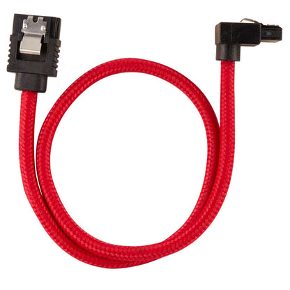 Corsair Premium Sleeved SATA 6Gbps 60cm 90° Connector Cable — Red