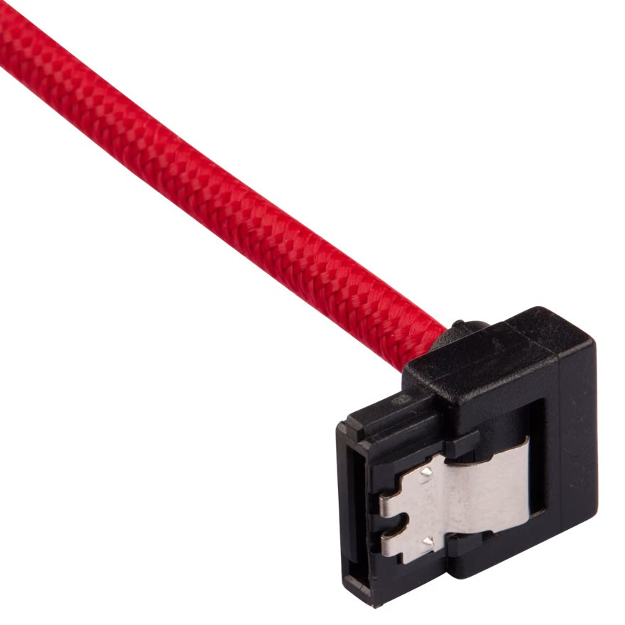 Corsair Premium Sleeved SATA 6Gbps 60cm 90° Connector Cable — Red