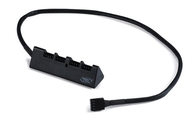 DeepCool FH-04 4 Port Fan Hub, Compatible With 12V 3PIN/4PIN Fans, 550mm, Extend