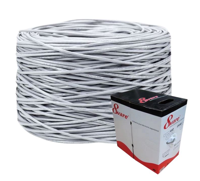 8ware CAT6 UTP Cable 305m Roll - Grey White Full 0.55mm Copper UTP stranded Ethe