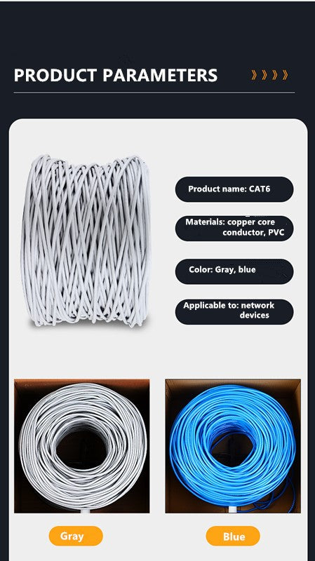 8Ware 350m CAT6 Cable Roll Blue Bare Solid Copper Twisted Core PVC Jacket >305m