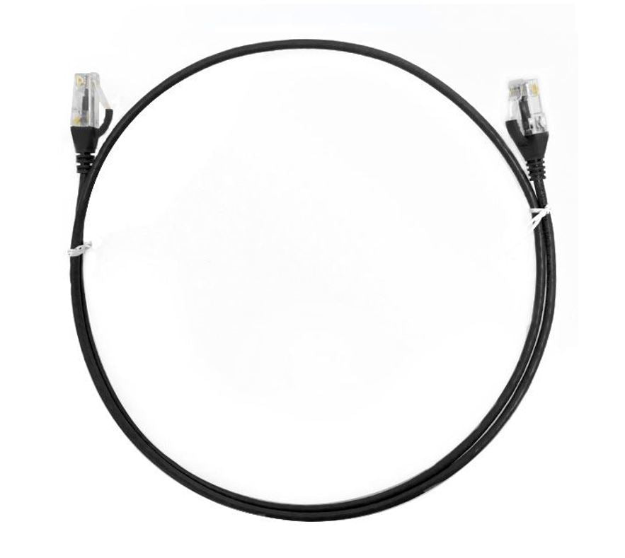 8ware CAT6 Ultra Thin Slim Cable 15m - Black Color Premium RJ45 Ethernet Network