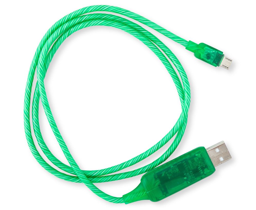 Astrotek 1m LED Light Up Visible Flowing Micro USB Charger Data Cable Green Char