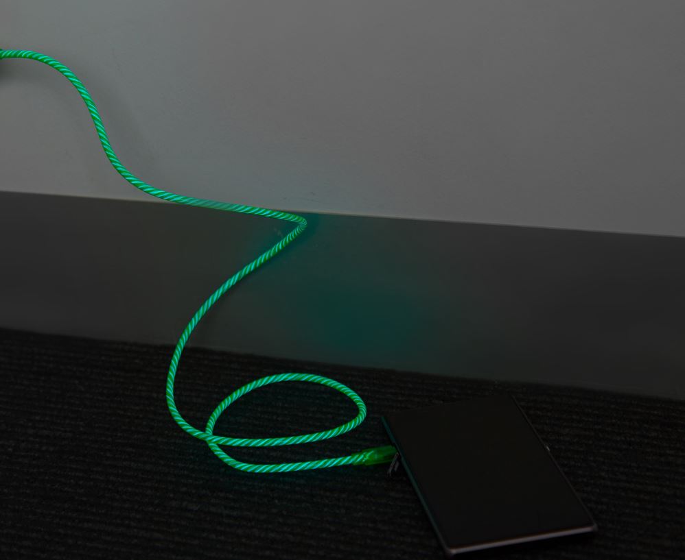 Astrotek 1m LED Light Up Visible Flowing Micro USB Charger Data Cable Green Char