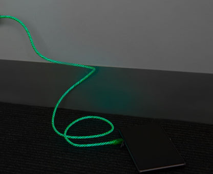 Astrotek 1m LED Light Up Visible Flowing Micro USB Charger Data Cable Green Char