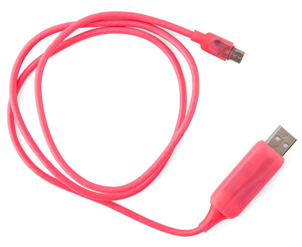 Astrotek 1m LED Light Up Visible Flowing Micro USB Charger Data Cable Pink Charg