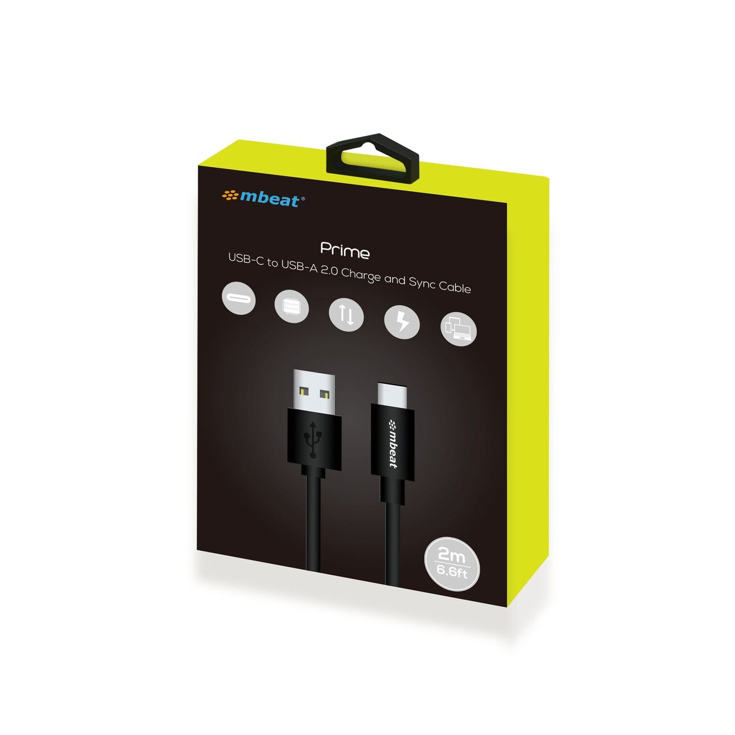 mbeatÂ® Prime 2m USB-C To USB Type-A 2.0 Charge And Sync Cable - High Quality/480Mbps/Fast Charging for Macbook Pro Google Chrome Samsung Galaxy H