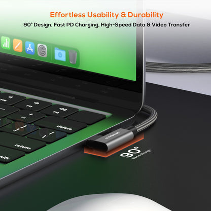 mbeat Tough Link 1.8m L-Shape USB 3.2 Gen2 USB-C Cable - Space Grey Data Transfe