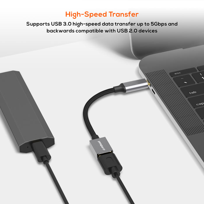 mbeat 'Tough Link' USB-C to USB 3.0 Adapter with Cable - Space Grey