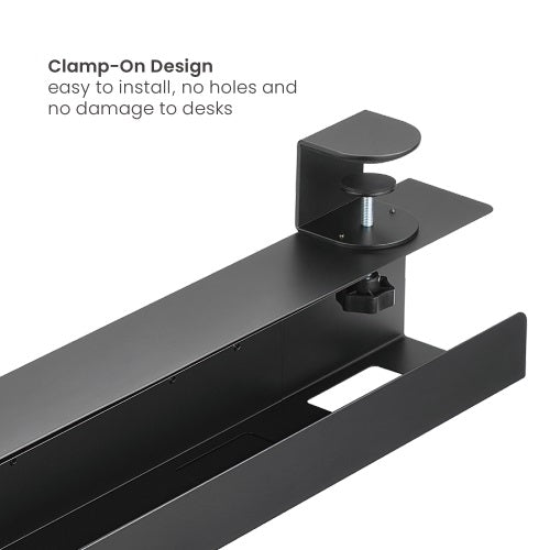 Brateck Extendable Clamp-On Under Desk Cable Tray --  Black