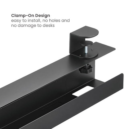 Brateck Extendable Clamp-On Under Desk Cable Tray --  Black
