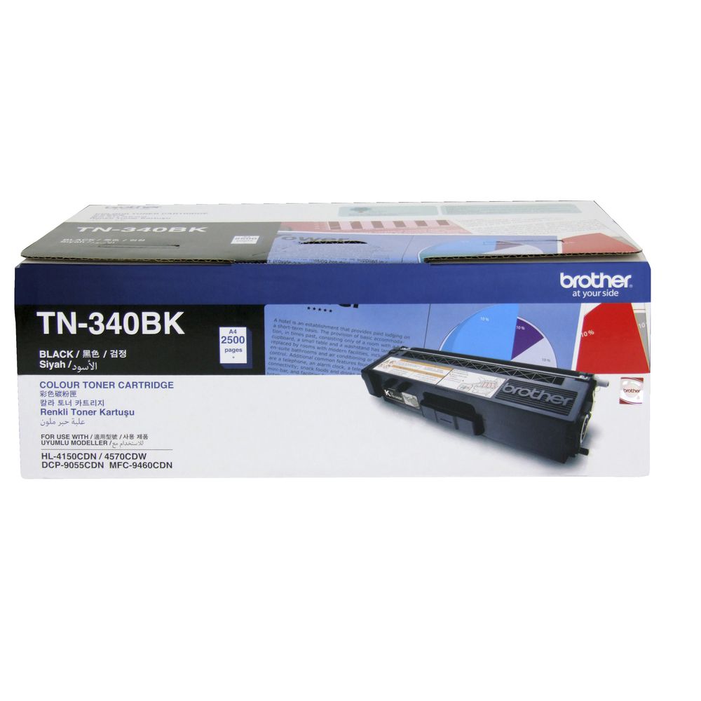Brother TN-340BK Colour Laser Toner - Standard Yield Black, HL-4150CDN/4570CDW,