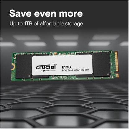 Crucial E100 2TB Gen4 NVMe SSD 5000/4500 MB/s R/W 100TBW 350K/460K IOPS 1M hrs MTTF M.2 2280 PCIe4 3yrs ~Crucial P3 Plus
