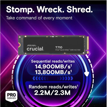 Crucial T710 2TB PCIe Gen5 NVMe 2280 SSD - 14500/13800 MB/s R/W 1200TBW 1500K IO