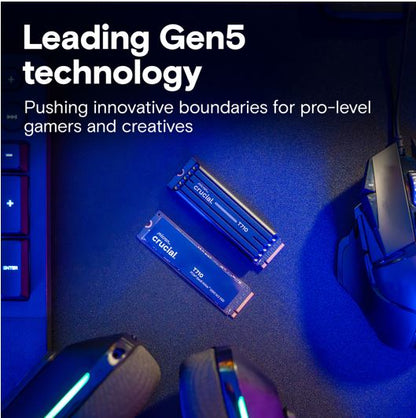 Crucial T710 4TB PCIe Gen5 NVMe 2280 SSD - 14500/13800 MB/s R/W 2400TBW 2.3M IOPs 1.5M hrs MTTF with DirectStorage for Intel & AMD 5yrs