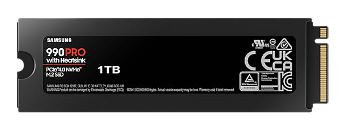 Samsung 990 Pro 1TB with Heatsink Gen4 NVMe SSD 7450MB/s 6900MB/s R/W 1550K/1200