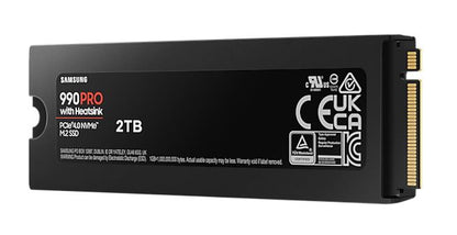 Samsung 990 Pro 2TB with Heatsink Gen4 NVMe SSD 7450MB/s 6900MB/s R/W 1550K/1200K IOPS 1200TBW 1.5M Hrs MTBF for PS5 5yrs Wty