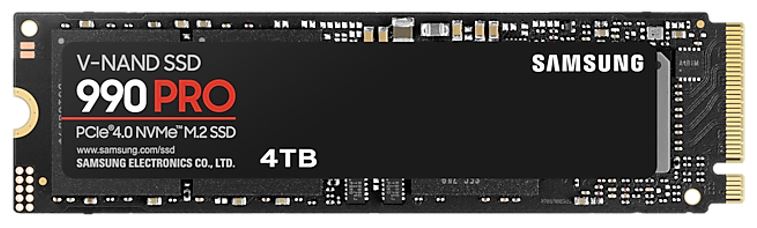 Samsung 990 Pro 4TB Gen4 NVMe SSD 7450MB/s 6900MB/s R/W 1600K/1550K IOPS 2400TBW